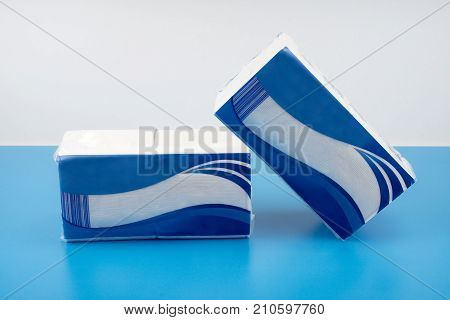 paper napkin isolated on white turquoise background.