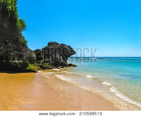 Padang Padang Beach, Bali - the white sand and blue sky