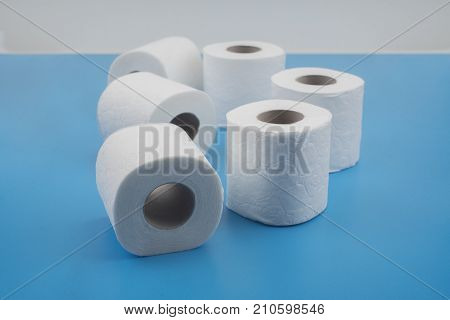 toilet paper close-up isolated on white background
