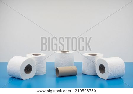 toilet paper close-up isolated on white background
