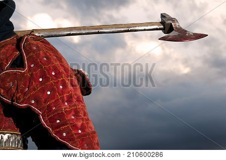 Knight Holds A Bloody Axe