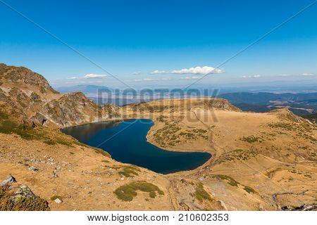 The  Kidney Lake Is One Of The Seven Rila Lakes. Rila Mountain, Bulgaria