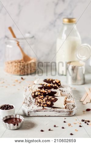 Ice Cream Coated With Chocolate