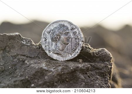 Roman Silver Coins Covered In Dirt