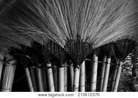 Broom Thai traditional hand craft made by broomstick and wooden.