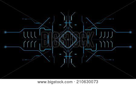 Element of the interface. A sight on a spaceship. The interface of the future. GUI. Target.