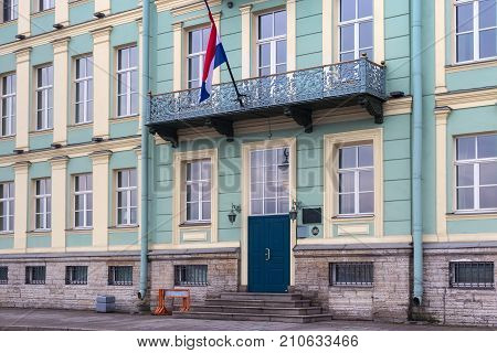 SAINT PETERSBURG, RUSSIA - NOVEMBER 04, 2014: Residence of the Consul General of the Netherlands in St. Petersburg. The city was founded by Tsar Peter the Great on 1703.