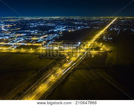 Night Scene Of T-junction