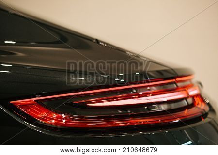 Close-up. Detail of luxury car - elegant tail lamp