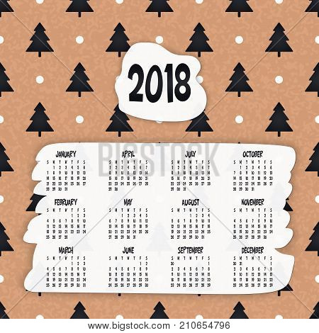 2018 calendar. It can be used for WEB or Print.