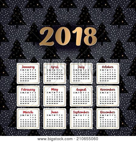 2018 calendar. It can be used for WEB or Print.