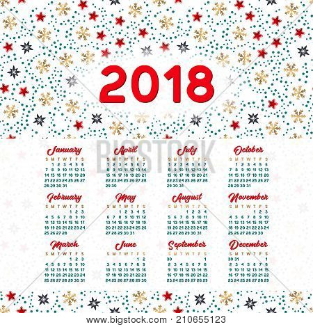 2018 calendar. It can be used for WEB or Print.
