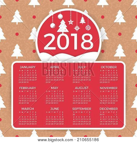 2018 calendar. It can be used for WEB or Print.