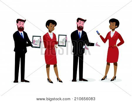 Business Woman And Man In Office Vector Illustration Design4.eps