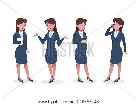 Set of female corporate characters for animation and print purpose