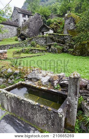Traditional Rural Village Of Fontana On The Swiss Alps