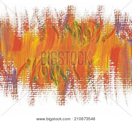 Bright firy background with colorful brushstrokes. Multicolor painted banner