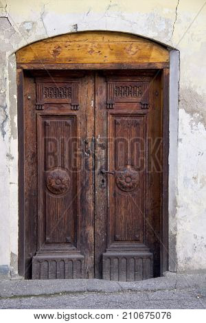 old vintage door in old house Kuldiga Latvia