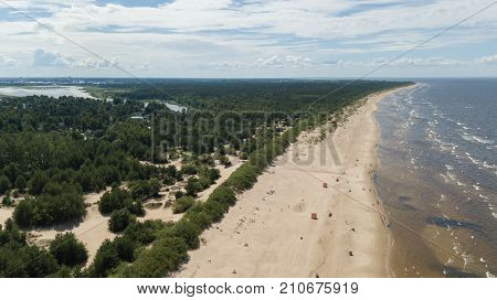 Vecaki Latvia Baltic Sea Seaside Aerial Drone Top