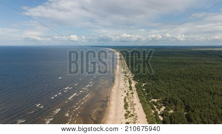 Vecaki Latvia Baltic Sea Seaside Aerial Drone Top