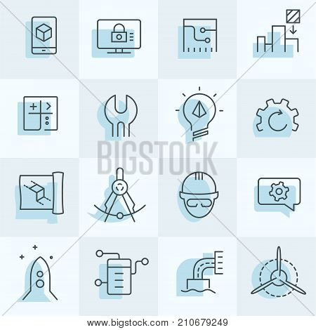 Engineering icons Set including electronics, technology, green energy, mechanics etc..