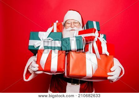 Festive Seosonal Occasion. Holly Jolly X Mas! Funny Excited Friendly Generous Santa`s Face Is Poppin