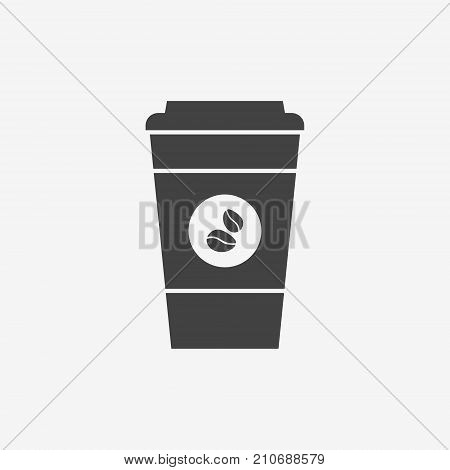 Disposable coffee cup monochrome icon. Coffee takeaway. Vector illustration.