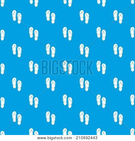 Beach thongs pattern repeat seamless in blue color for any design. Vector geometric illustration