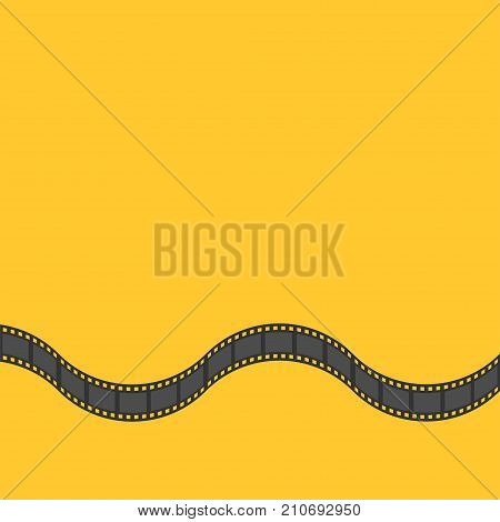 Film strip frame ribbon. Wave shape ribbon. Design element. Yellow background. Movie cinema sign symbol template. Isolated. Flat design. Isolated. Vector illustration