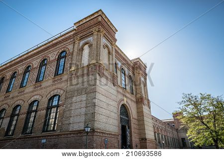 Madrid, Spain - October 14, 2017: Outdoor view of the National Museum of Natural Sciences of Spain in Madrid a blue sky day. It was created in 1772 by Charles III of Spain.