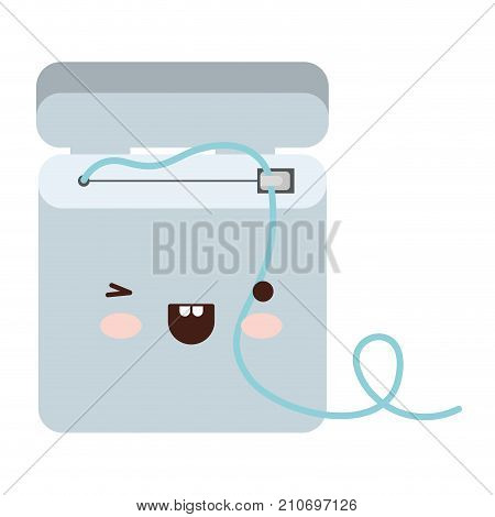 dental floss kawaii in colorful silhouette vector illustration