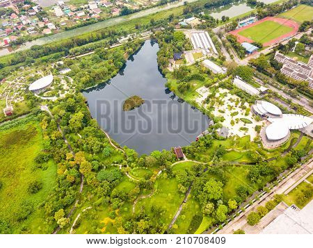 Aerial View Of Sireeruckhachati Nature Learning Park