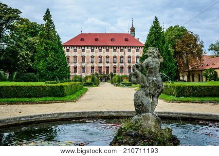 Czech baroque castle Libochovice in sunny day
