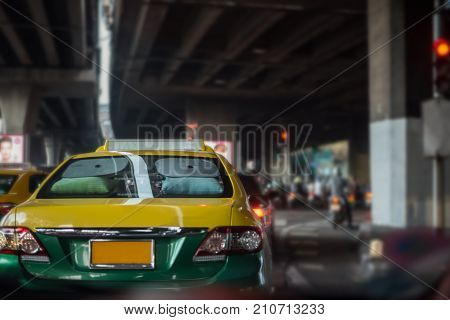 Cars On Busy Road In The City With Traffic Jam