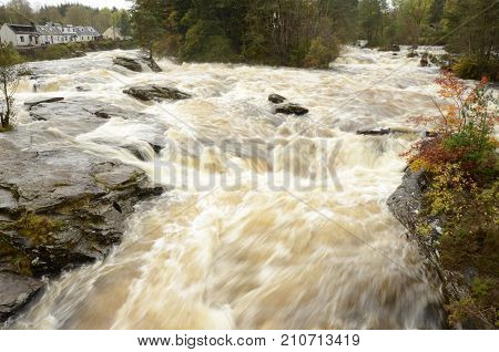 A view of the falls of Dochart at Killin