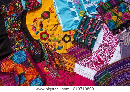 Mayan mexican handcrafts embroidery souvenirs mix