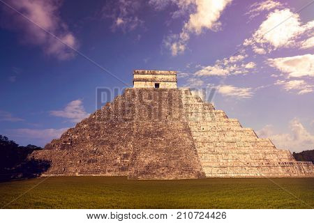 Chichen Itza pyramid El Templo Kukulcan temple in Mexico Yucatan