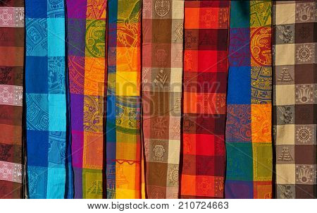 Chichen itza serape blanket in outdoor shop Mexico Yucatan