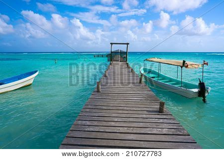 Mahahual Caribbean beach pier in Costa Maya of Mayan Mexico