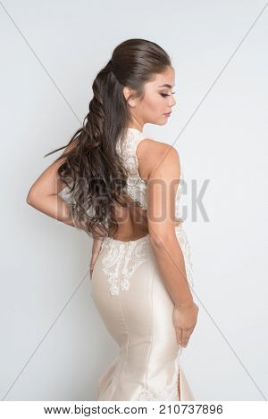 Teen girl competing in a beauty pageant