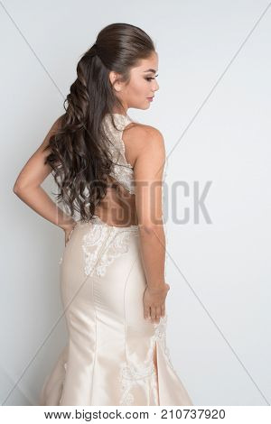 Teen girl competing in a beauty pageant