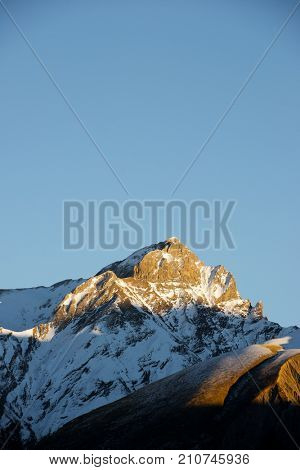 Snowy Peak, Tendenera Mountains, in Tena Valley, Panticosa, Aragon, Huesca, Spain.