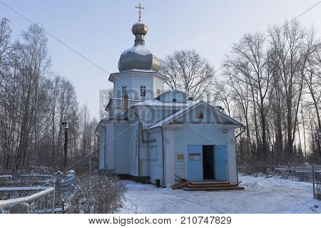 Temple of the Assumption of the Blessed Virgin in the cemetery in the town of Velsk, Arkhangelsk region, Russia