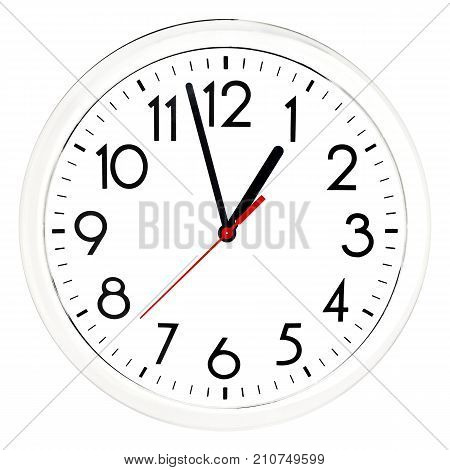 Black Wall Clock. Isolated On White Background.