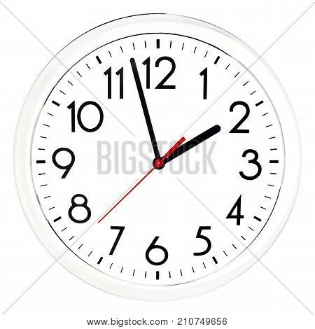 Black Wall Clock. Isolated On White Background.