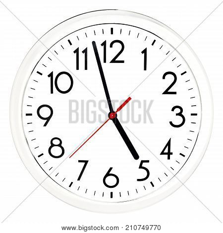 Black Wall Clock. Isolated On White Background.