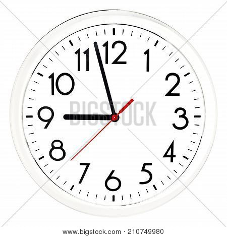 Black Wall Clock. Isolated On White Background.