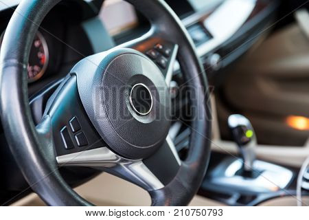 Interior View Of Car With Luxery Beige Salon