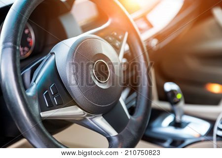 Interior View Of Car With Luxery Beige Salon