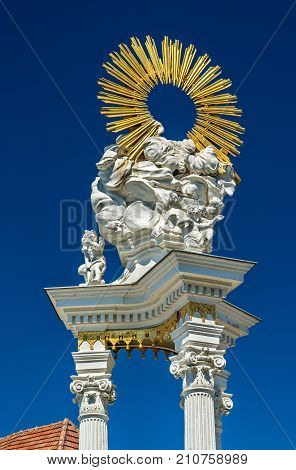 Holy Trinity Column In Krems An Der Donau. Wachau Valley In Austria